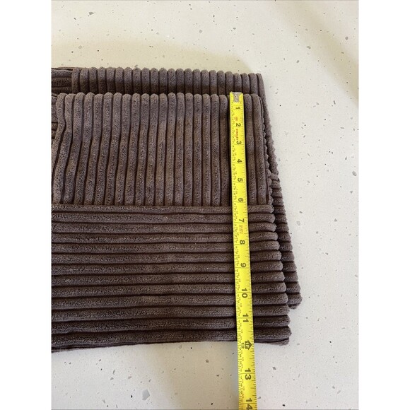 Chocolate Brown Corduroy Velvet Pillow Covers Pack of 2 Boho Decorative Patch - Picture 6 of 6